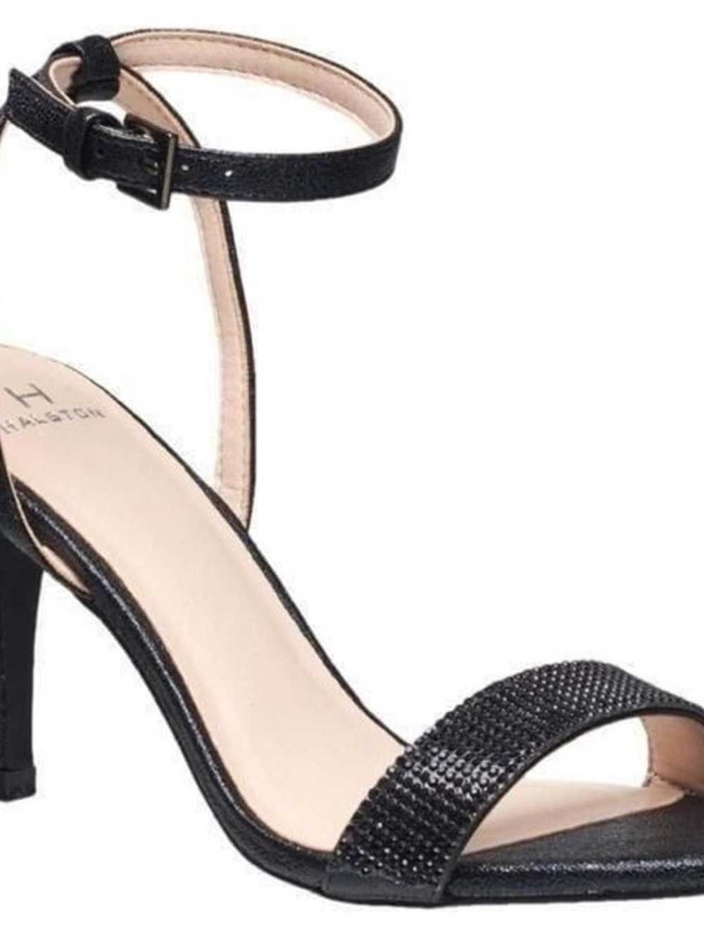H by Halston Black Embellished Ankle Strap Heels - US 11